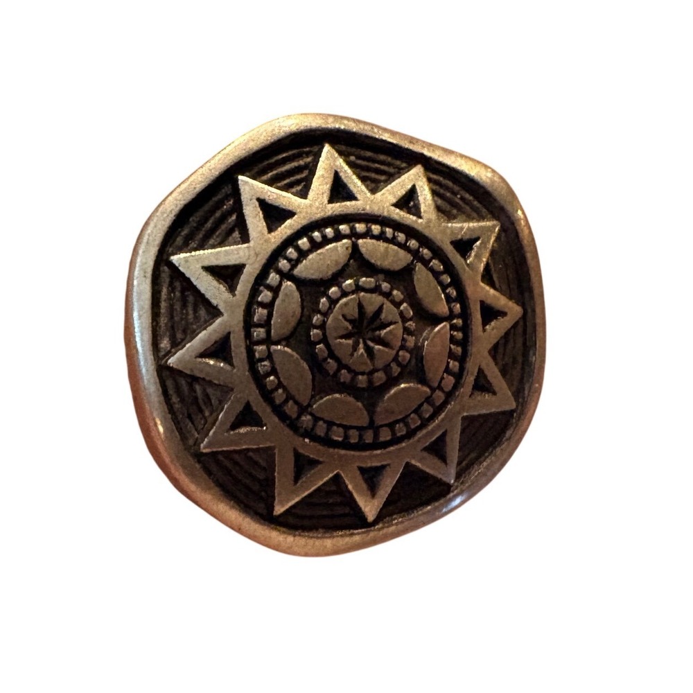 Vintage Viking Norse Celtic Shield Sunburst Celestial Pin Pendant Silver Tone